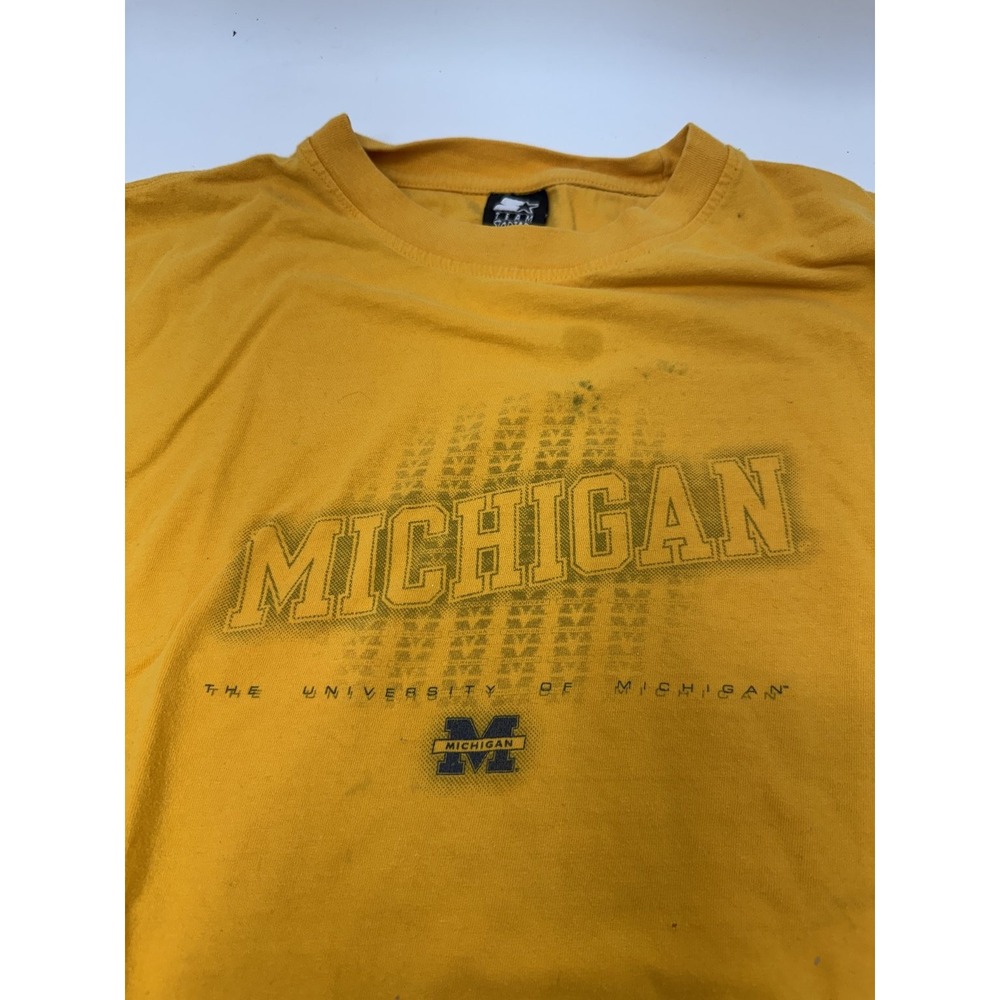 Starter Michigan Wolverines T-Shirt Men's Vintage Yellow 2XL Cotton Graphic